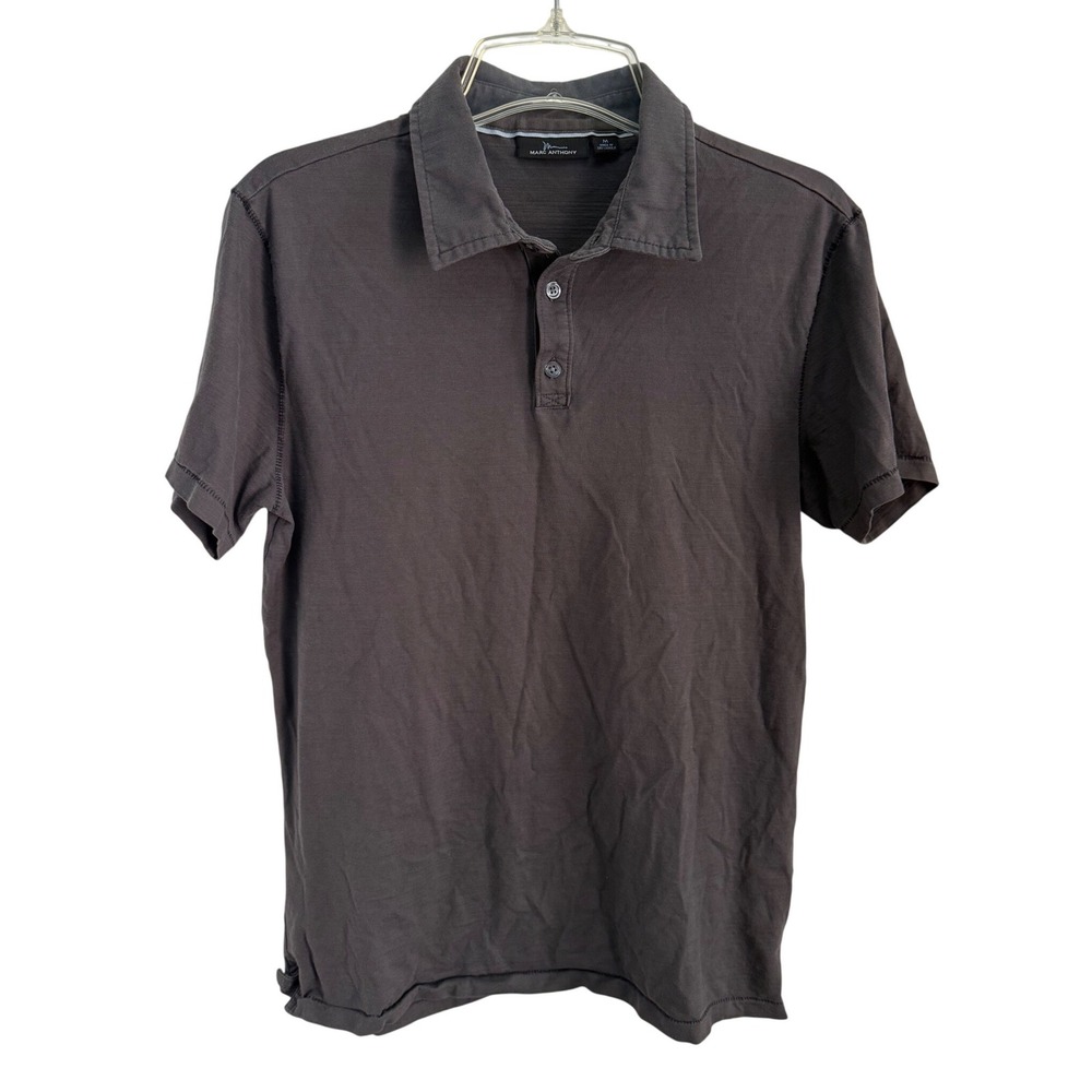 Marc‎ Anthony Mens Polo Shirt Medium Gray Short Sleeve 100% Cotton Casual Top